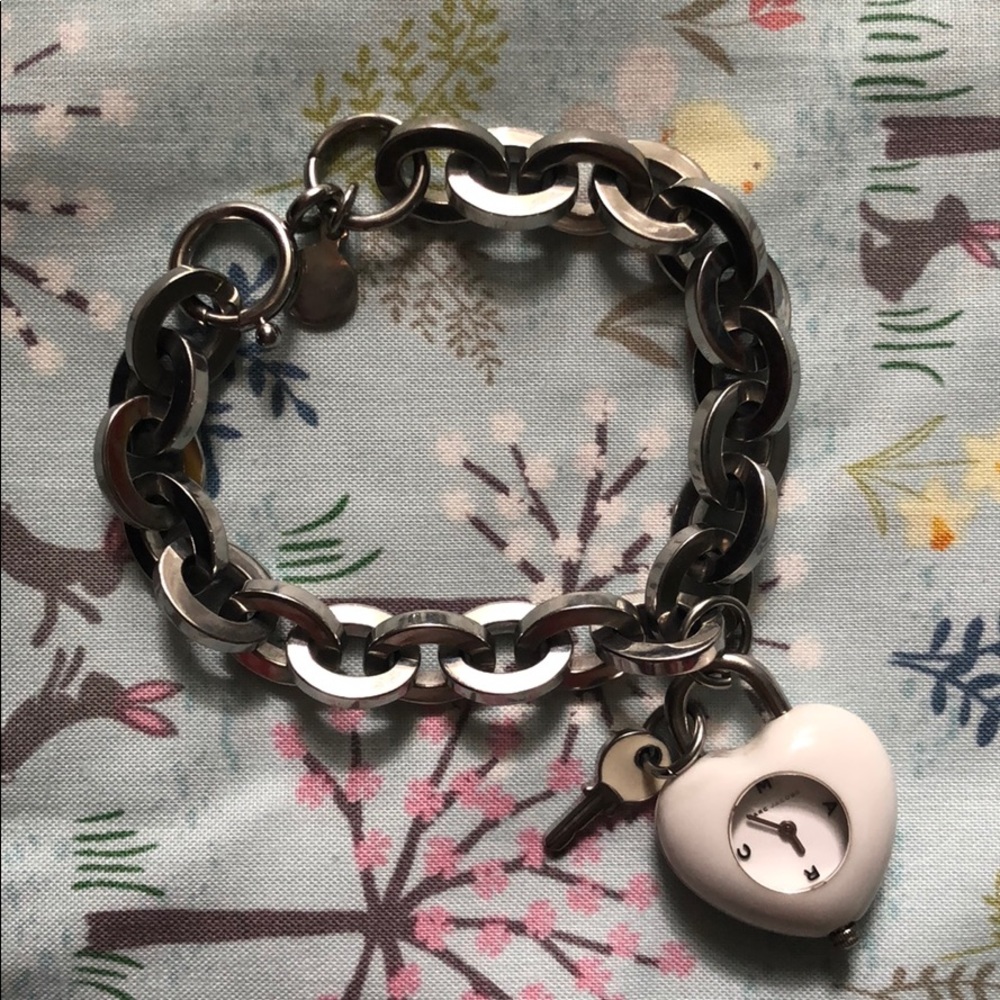 Marc Jacobs heart locket padlock watch bracelet